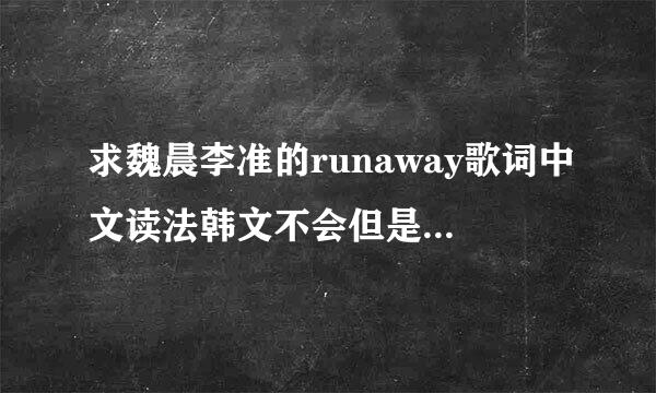 求魏晨李准的runaway歌词中文读法韩文不会但是想学习一下这首歌