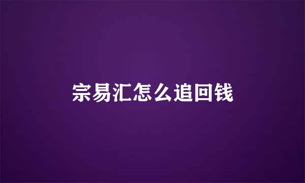 宗易汇怎么追回钱