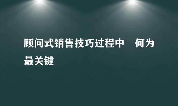 顾问式销售技巧过程中 何为最关键