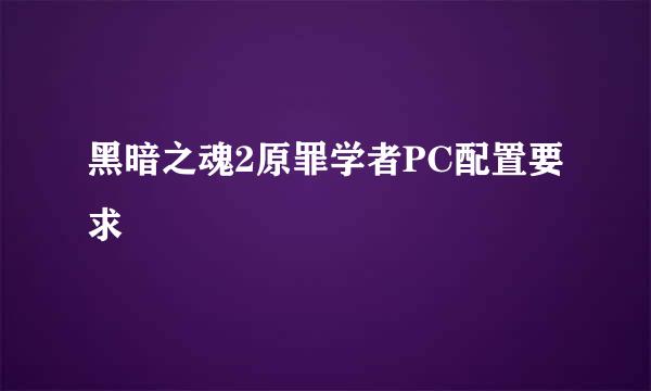 黑暗之魂2原罪学者PC配置要求