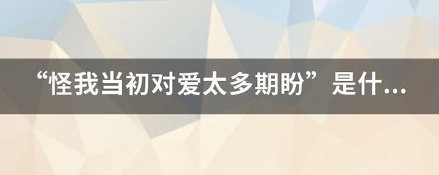 “怪我当初对爱太多期盼”是什么歌的歌词？