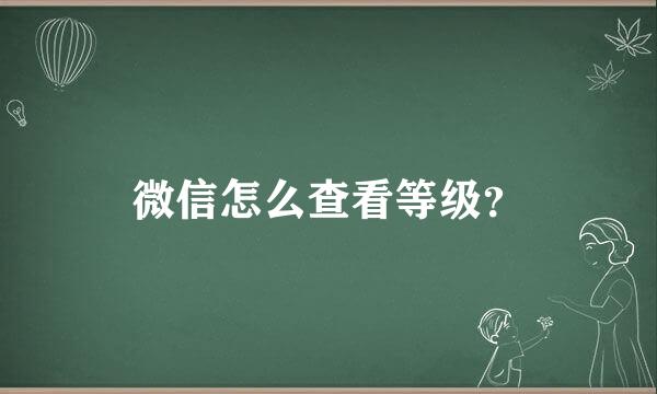 微信怎么查看等级？