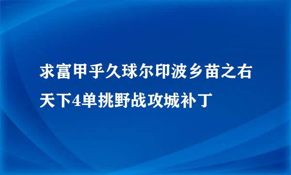 求富甲乎久球尔印波乡苗之右天下4单挑野战攻城补丁