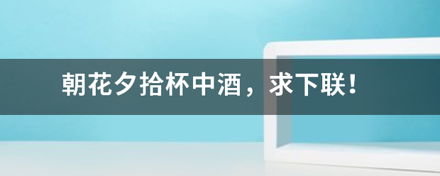 朝花夕拾杯中酒，求下联来自！