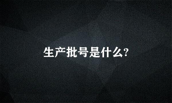 生产批号是什么?