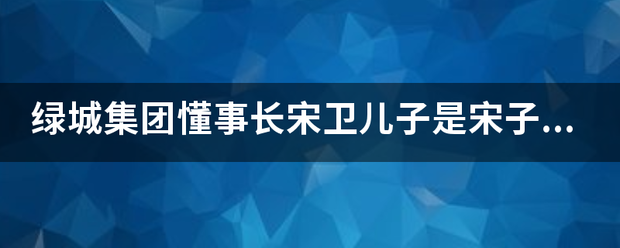 绿城集团懂事第长宋卫儿子是宋子豪吗