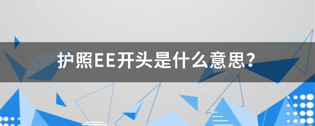 护照EE开头是什么意思？