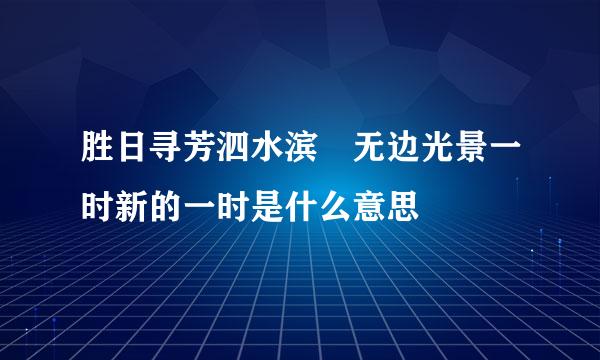 胜日寻芳泗水滨 无边光景一时新的一时是什么意思