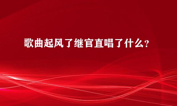 歌曲起风了继官直唱了什么？