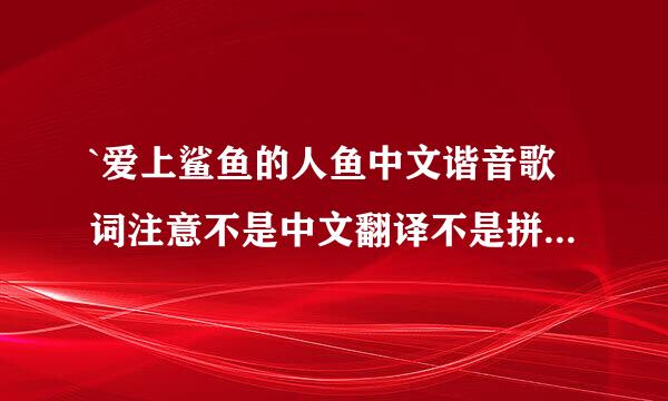 `爱上鲨鱼的人鱼中文谐音歌词注意不是中文翻译不是拼音不是英文只要中要亮乱也重批损率杂色化文念出来和韩文发音一样