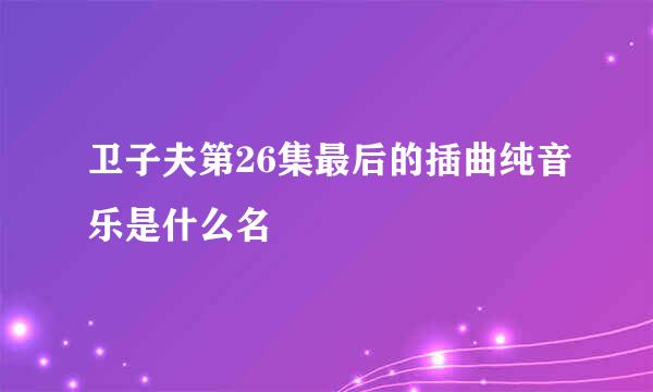 卫子夫第26集最后的插曲纯音乐是什么名