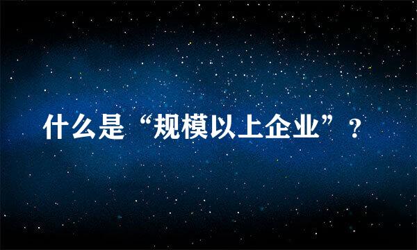 什么是“规模以上企业”？