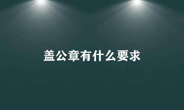 盖公章有什么要求