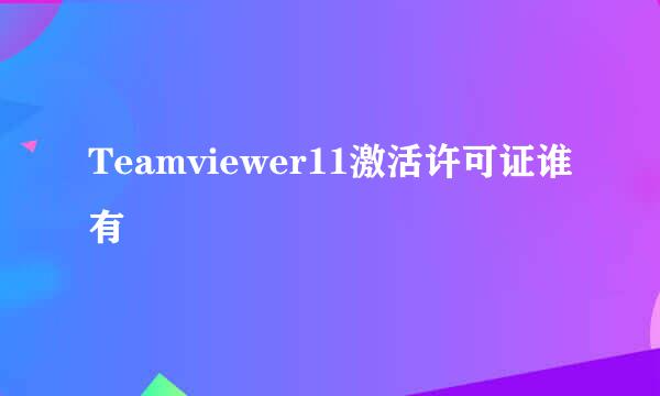 Teamviewer11激活许可证谁有