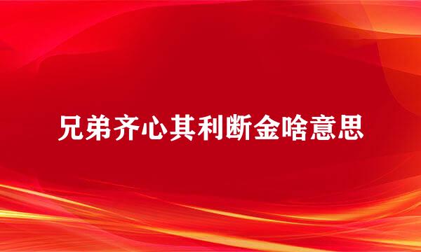 兄弟齐心其利断金啥意思