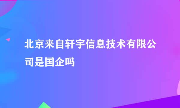 北京来自轩宇信息技术有限公司是国企吗