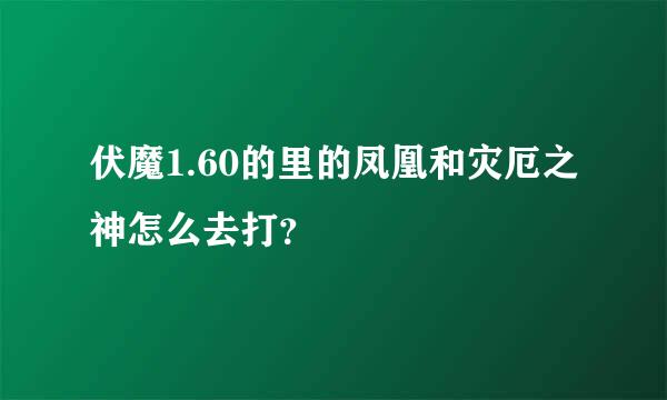 伏魔1.60的里的凤凰和灾厄之神怎么去打？