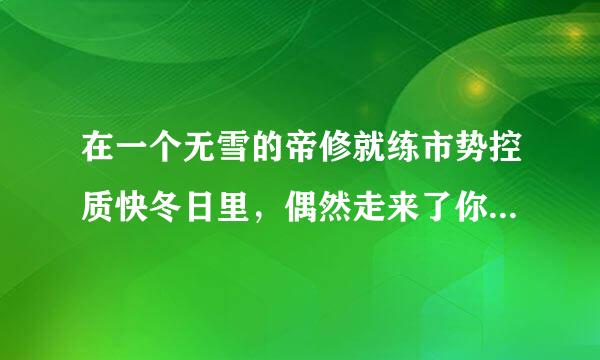 在一个无雪的帝修就练市势控质快冬日里，偶然走来了你，是什么歌，谁唱的。