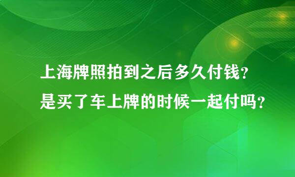 上海牌照拍到之后多久付钱？是买了车上牌的时候一起付吗？