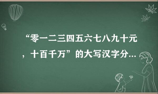 “零一二三四五六七八九十元，十百千万”的大写汉字分别怎么写？