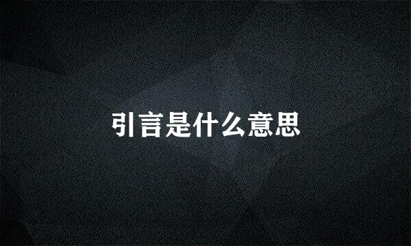 引言是什么意思