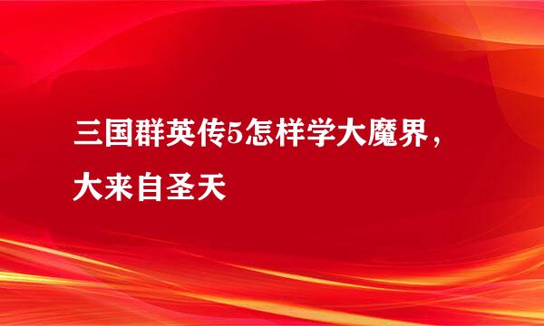 三国群英传5怎样学大魔界，大来自圣天