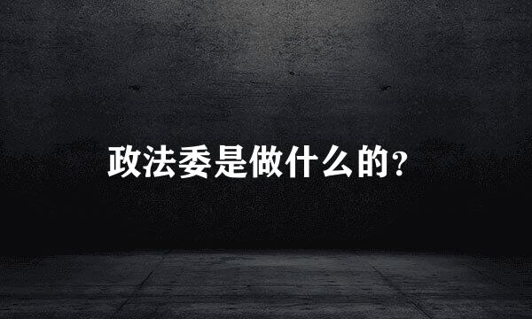 政法委是做什么的？