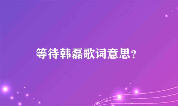 等待韩磊歌词意思？