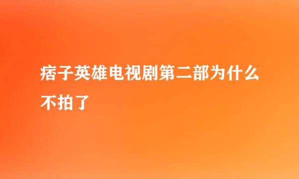 痞子英雄电视剧第二部为什么不拍了