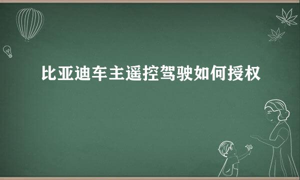 比亚迪车主遥控驾驶如何授权