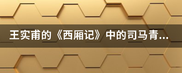 王实甫的《西厢记》中的司马青衫是指谁？有什么特殊含义吗？