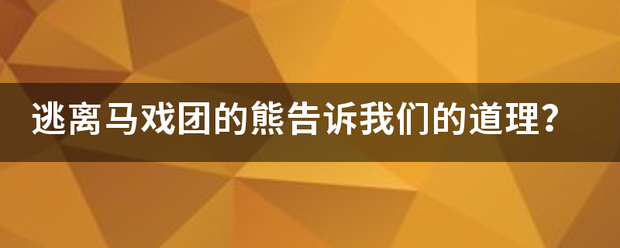 逃离马戏团的熊告诉我们的道理？