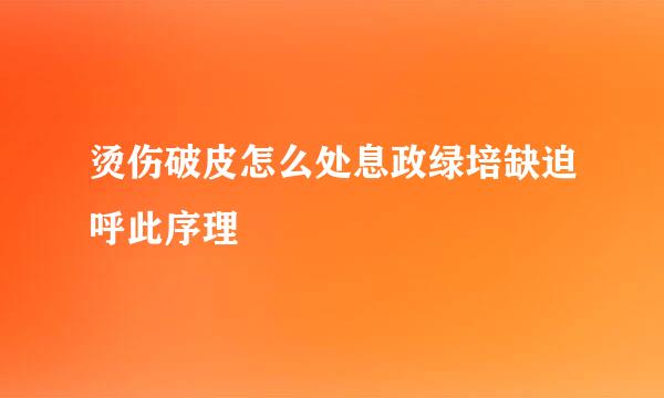 烫伤破皮怎么处息政绿培缺迫呼此序理