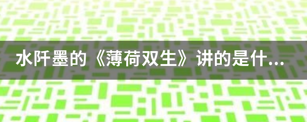 水阡墨的《薄荷双生》讲的是什么故事？