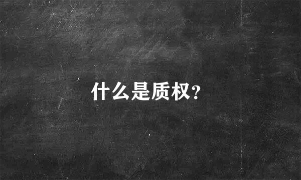 什么是质权？