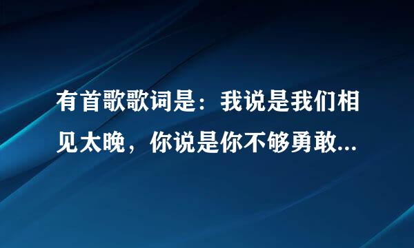 有首歌歌词是：我说是我们相见太晚，你说是你不够勇敢歌叫什么名字？