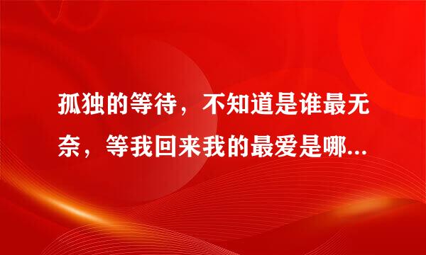 孤独的等待，不知道是谁最无奈，等我回来我的最爱是哪首歌的歌词