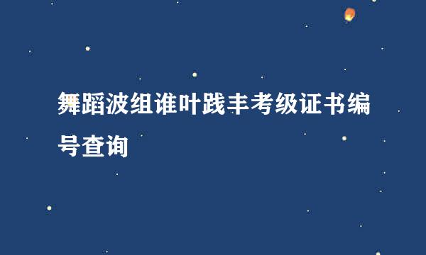 舞蹈波组谁叶践丰考级证书编号查询