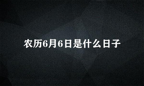 农历6月6日是什么日子