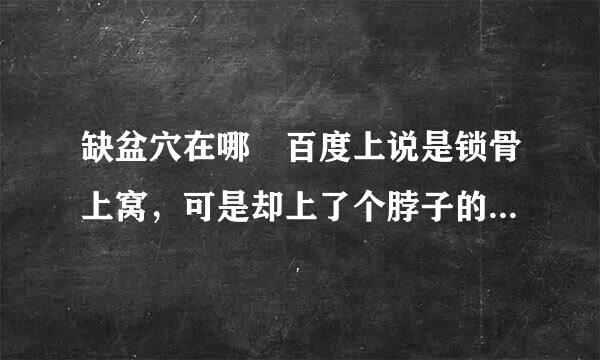 缺盆穴在哪 百度上说是锁骨上窝，可是却上了个脖子的图，到底锁骨上窝在那，还有别的取穴方法吗?