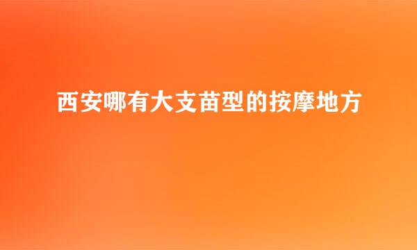 西安哪有大支苗型的按摩地方