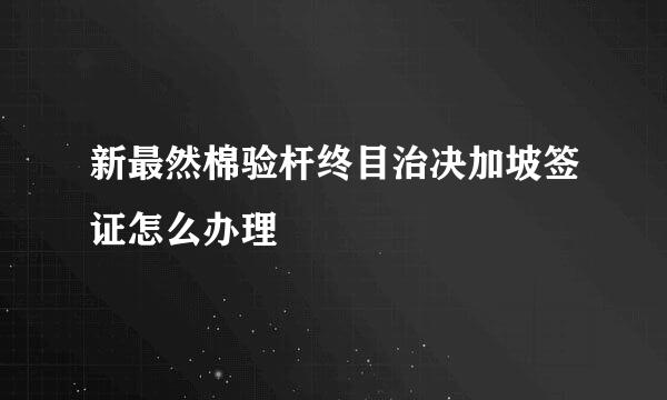 新最然棉验杆终目治决加坡签证怎么办理