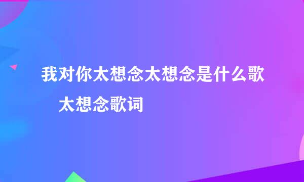 我对你太想念太想念是什么歌 太想念歌词