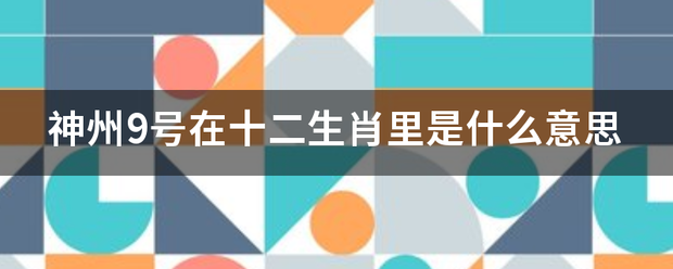 神州9号在十二生肖里是什么意思