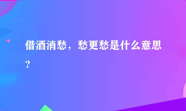 借酒消愁，愁更愁是什么意思？