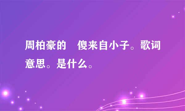 周柏豪的 傻来自小子。歌词意思。是什么。