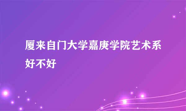 厦来自门大学嘉庚学院艺术系好不好