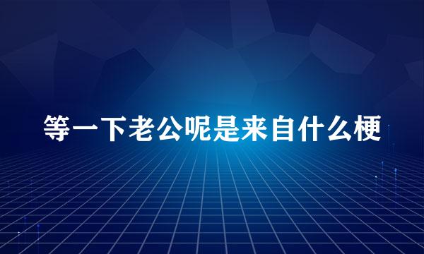 等一下老公呢是来自什么梗