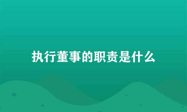 执行董事的职责是什么