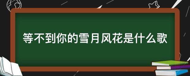 等不到你校那金英劳王师已住另料的雪月风花是什么歌